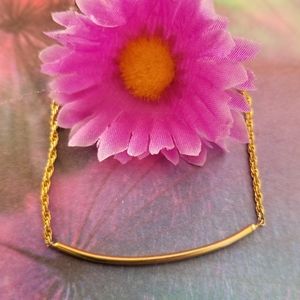 Dainty bracelet curved bar bracelet gold tone thin